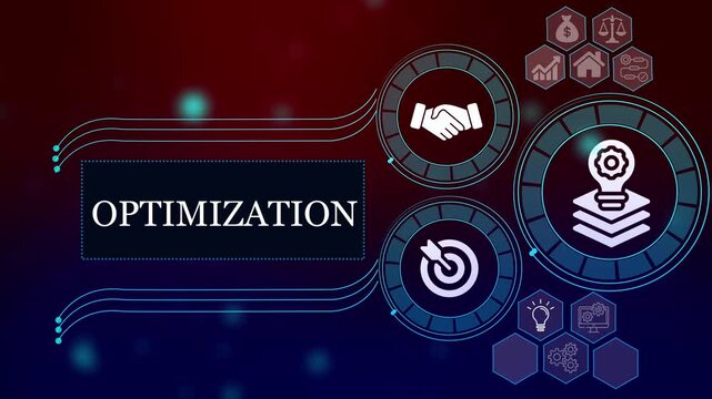 Business process optimization concept with digital and strategy symbols for corporate growth and efficiency