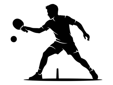 Table Tennis Player Vector, Athletic Ping Pong Action Silhouette Graphic