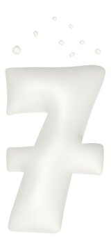 7 3d numbering minimalist snowy typography, 3d Render