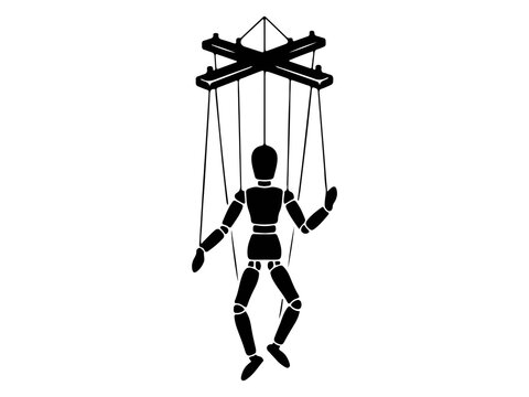 Marionette String Puppet Vector, Wooden Toy Control Bar Graphic
