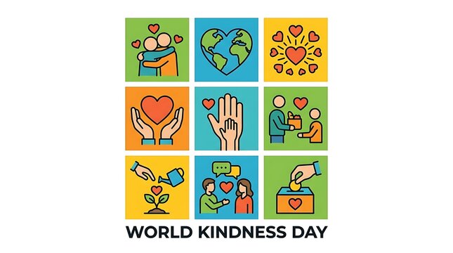 Colorful mosaic of people helping each other representing world kindness day concepts