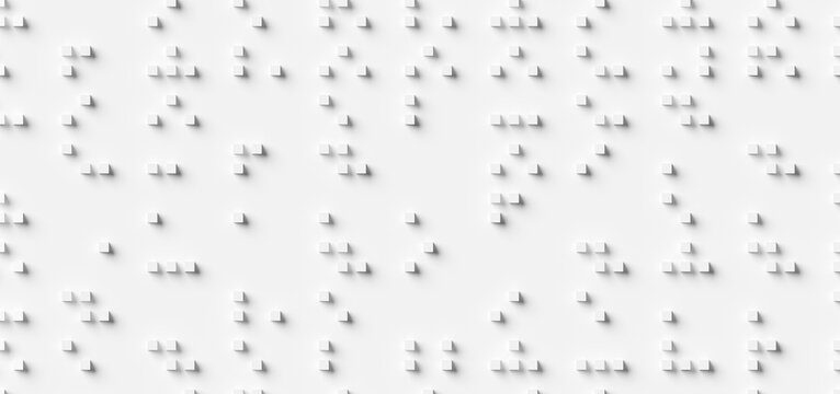 Groups of random white squares or boxes geometry shapes background wallpaper banner, flat lay