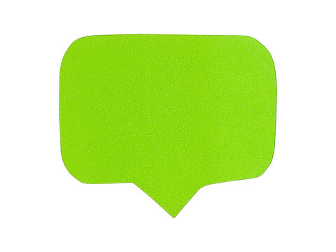 A bright lime green rectangular speech bubble with rounded corners, isolated on a white background, representing chat or communication isolated on a transparent background
