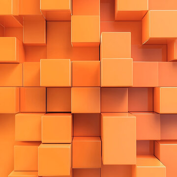 Abstract orange cube shapes forming a modern geometric pattern.