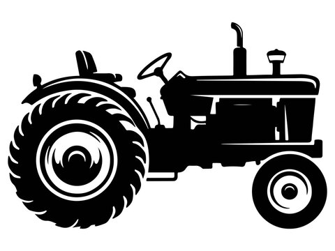 Vintage Farm Tractor Vector, Classic Agricultural Machinery and Vehicle Graphic
