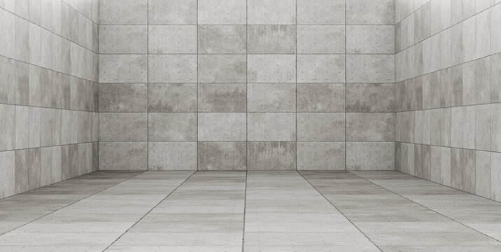 Blank gray concrete interior showroom for product display and architectural design