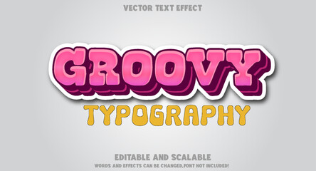 Fototapeta premium Groovy Typography 3D Vector Text Effect – Retro Psychedelic Design