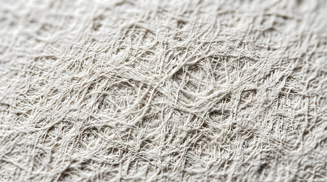 A close up photograph showcases a textured paper design with interwoven fibrous strands creating a delicate pattern texture weave