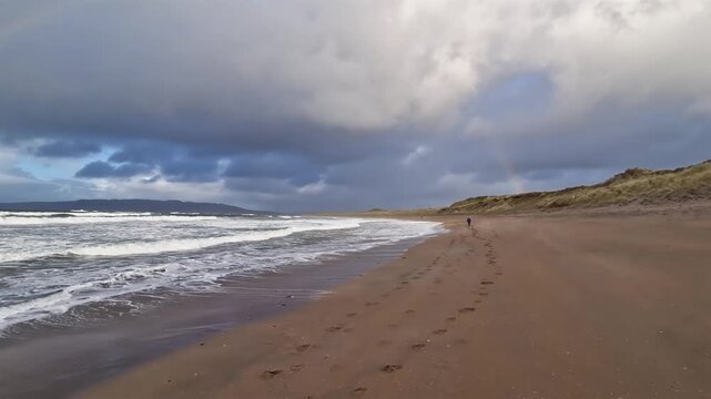 Beautiful rainbow at Portnoo Narin beach in County Donegal - Ireland