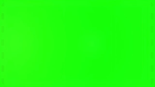 Bright Green Screen Background with Classic Film Strip Frame Borders