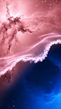 Abstract Cosmic Background With Swirling Pink and Blue Nebula Clouds and Glowing Stars