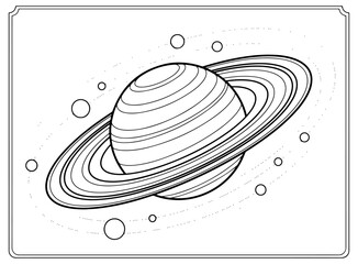 Saturn Planet Coloring Page for Kids with Space Rings Illustration © Samiulislam