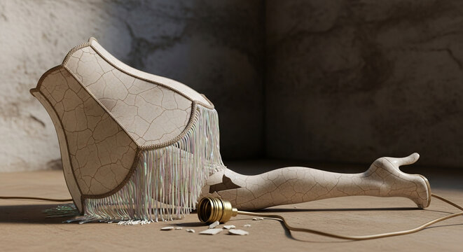 Decorative Cracked Fabric Lamp on a Surface