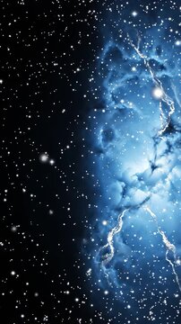 Abstract Cosmic Nebula With Glowing Blue Gas Clouds and Shimmering Stars in Deep Space