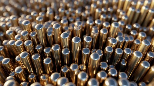 Golden metallic cylinders densely packed