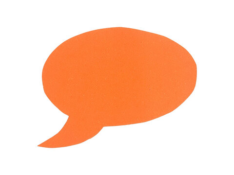 A vibrant orange speech bubble with a rounded shape, isolated on a white background, communication or chat box concepts isolated on a transparent background