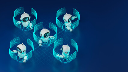Plakat AI agent robot workflow automation orchestrator artificial intelligence data coding icon flow process assistant technology futuristic 3d rendering.