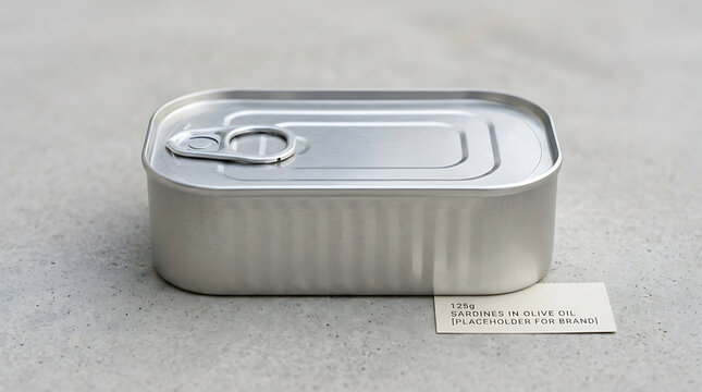 Clean silver can mockup on neutral background for product packaging design