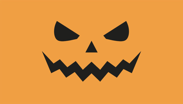 Spooky carved pumpkin face with an evil grin and glowing eyes, creating a festive and classic Halloween atmosphere for the holiday season.