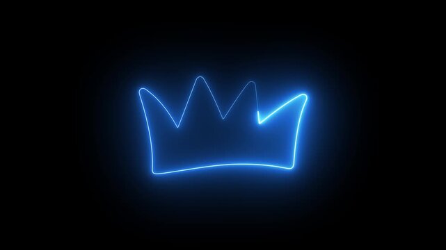 Neon crown outline animation video
