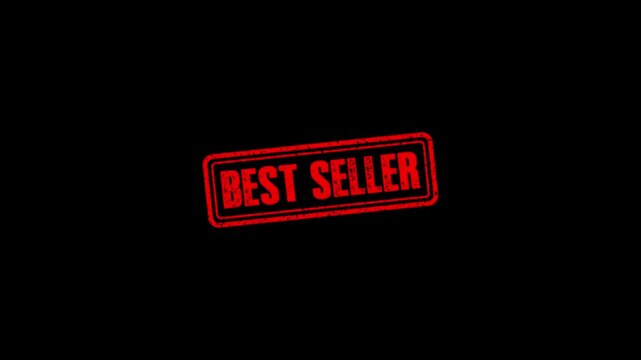Best Seller rubber stamp animation. Best Seller Stamp textured bold text motion. Up to down stamp zooming and hit effect 4k video.