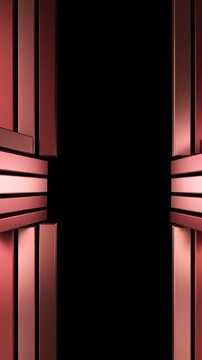 Abstract 3d Metallic Red Bars Moving in a Symmetrical Pattern