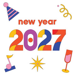 Obraz premium new year 2027 celebration greeting vector illustration
