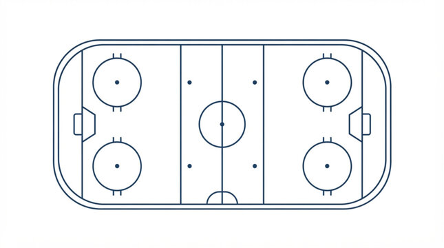 Ice Hockey Rink Top Down Schematic Outline Vector Diagram