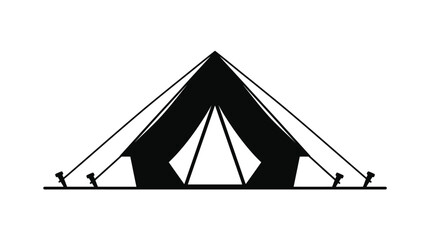 Black silhouette of a camping tent isolated on a white background © Pixora