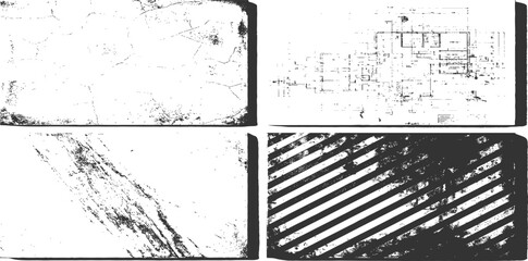 Fototapeta premium Collection of abstract grunge Ink textures Frames and Splatter Brush and borders for Strokes Vector Set, Distressed Black and White Background.