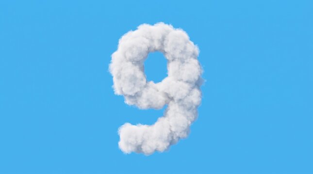 number Nine on blue background