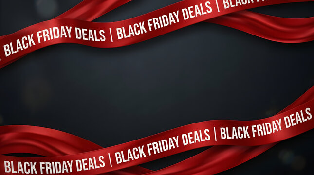 Elegant black friday sale banner featuring red ribbons for luxury shopping and e commerce retail sale special offer black friday shopping promotion