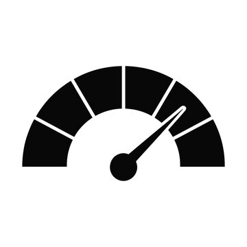 Speedometer gauge dashboard black icon representing high performance or credit score rating