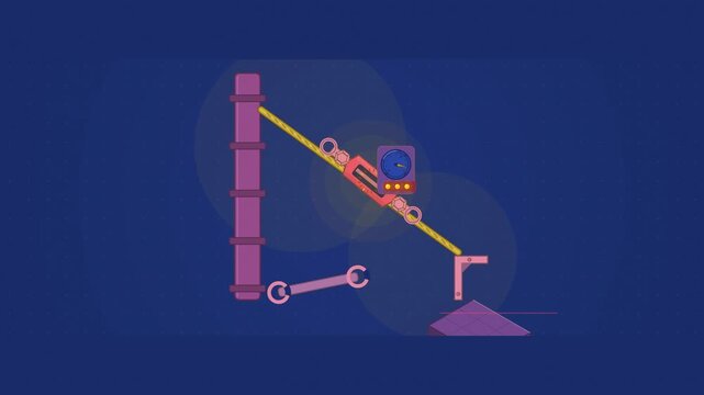 Abstract animated turnbuckle drawing rigging tight drawn as blue and cyan lines and shapes on a deep dark background. Seamless looping 4K motion graphics video with free space for text, ideal for titl