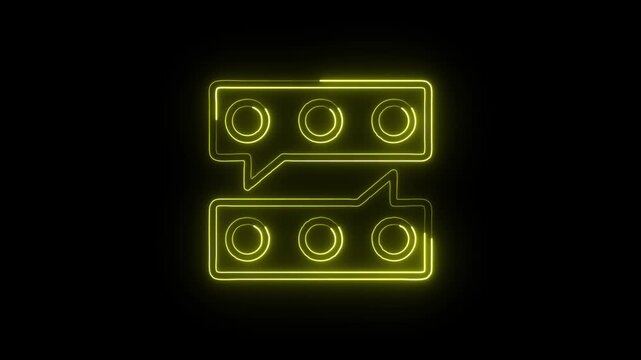 Message Chart Diagram Icon Animation with Glowing Lines on Black Background