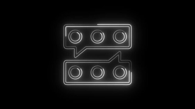 Message Chart Diagram Icon Animation with Glowing Lines on Black Background