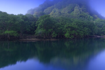Fototapeta premium 夜明けの静かな湖