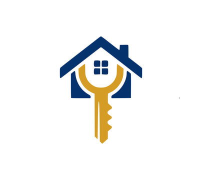 Golden Key Real Estate Agent Business Property Lock Logo