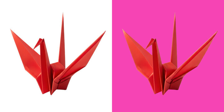 Origami paper crane art vibrant gradient background