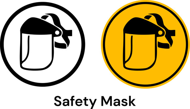 Safety mask mandatory sign and symbol icon set for industrial workplace regulations