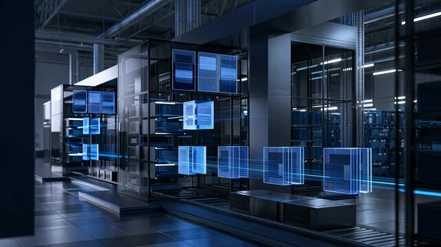 Data Processing Workflow Motion Background with Copy Space