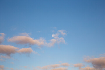 Luna piena in cielo mattutino con nuvole  © errem