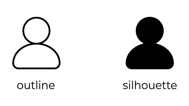 User icon: outline and silhouette