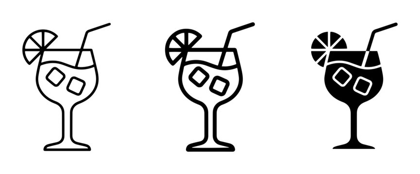 Cocktail Icons Set, Refreshing Summer Drinks, Party Beverages, Bar Menu Graphics, Tropical Refreshments