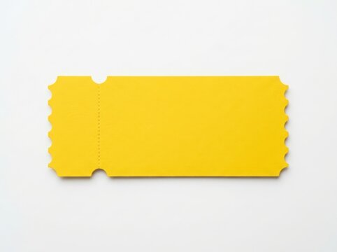 Blank yellow ticket stub isolated on white background