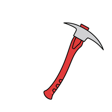 Red and silver pickaxe illustration