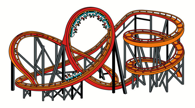 Extreme Roller Coaster Track Vector Illustration