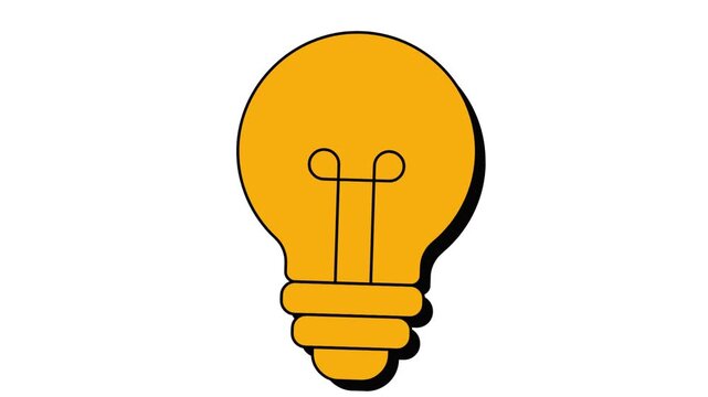 Bright yellow light bulb icon symbolizing a new concept or a moment of clarity and brilliant inspiration for problem-solving and innovation, perfect for representing fresh ideas