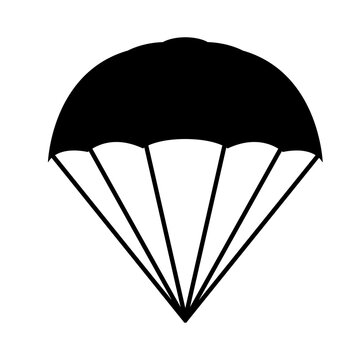 Parachute silhouette icon isolated on white background