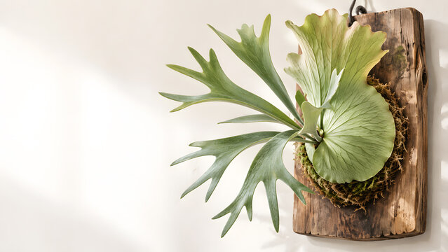 板付けされたビカクシダの壁掛け観葉植物